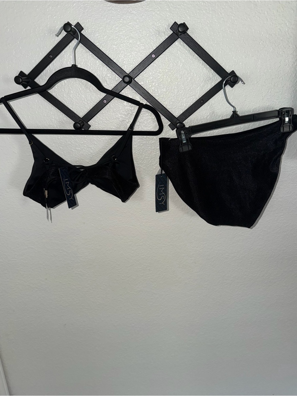 Katia Lisa Black Shimmer Bikini Set NWT Women’s XL Adjustable Triangle Swimwear - Picture 3 of 5